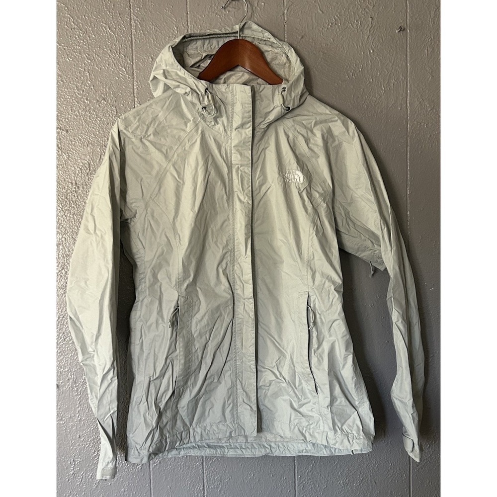 The North Face Jacket Womens M Hooded Zip Outdoor Rain Windbreaker Gray